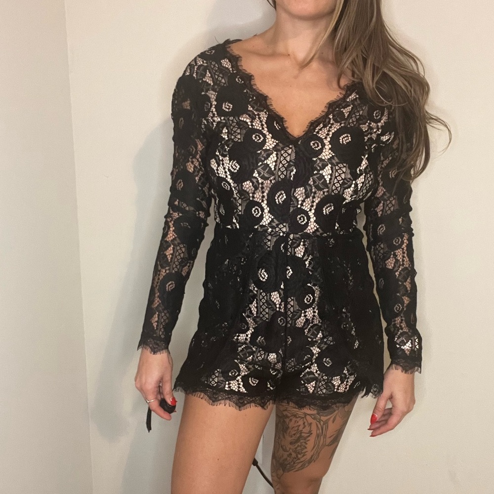 Black lace romper